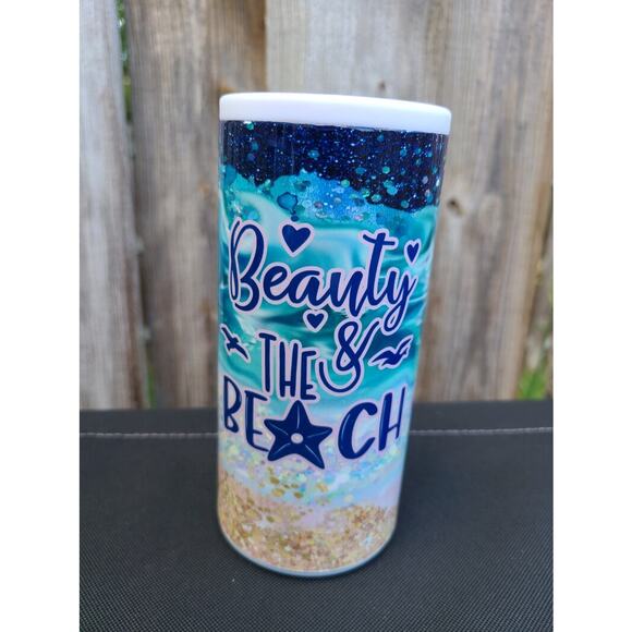 Beauty & The Beach Skinny Can Cooler / Hard Surface Slim Can Holder - Picture 3 of 9